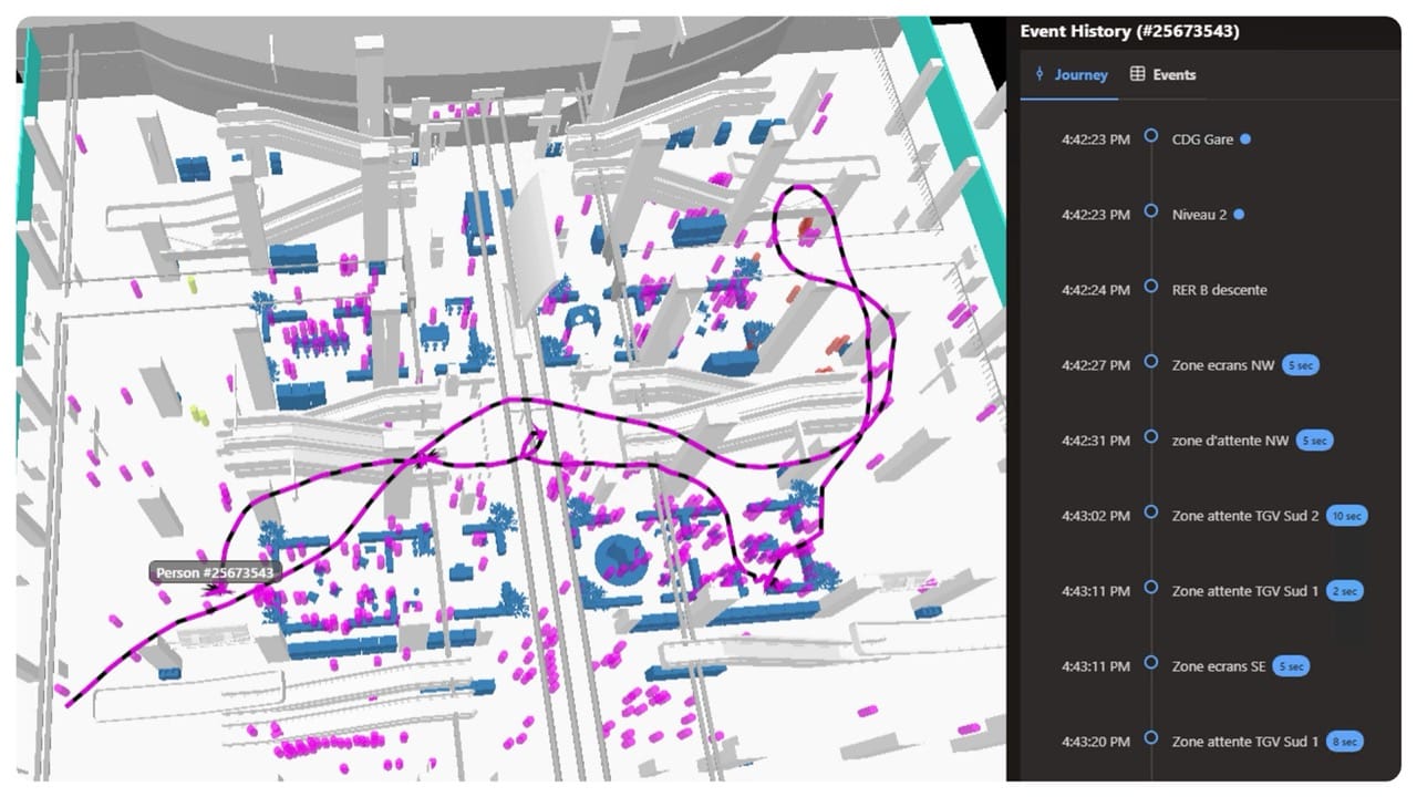 3D Spatial Intelligence software tracks how people move at Paris CDG